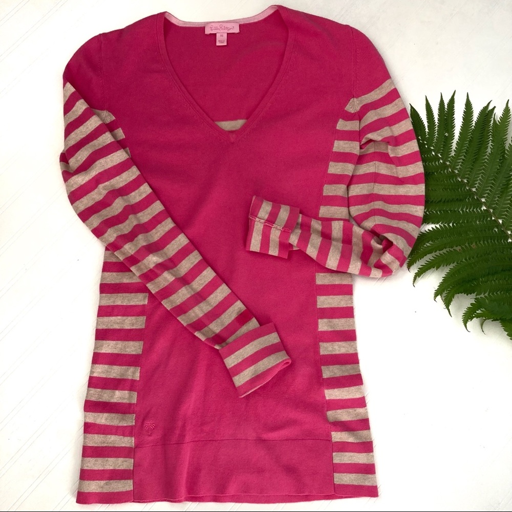LILLY PULITZER ADELAIDE STRIPED V NECK SWEATER XS
